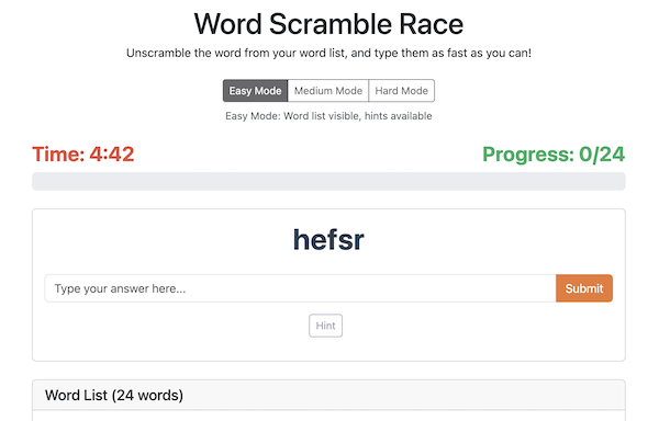 Word Scramble Race